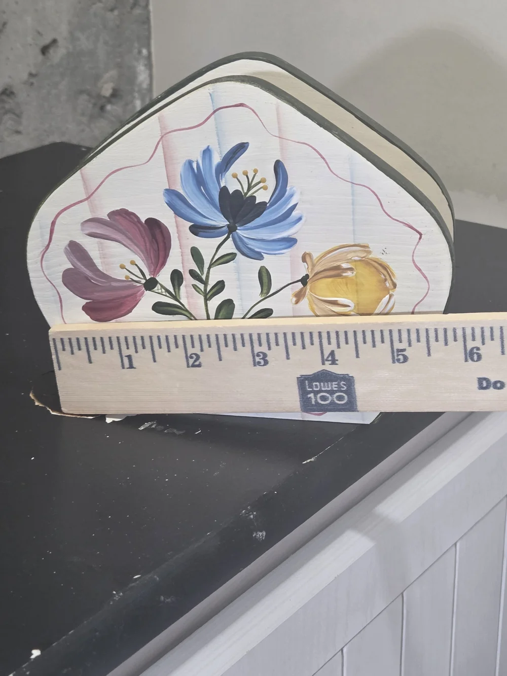 Hand-Painted Floral Wooden Napkin Holder